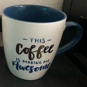 This Coffee is Making Me Awesome Extra Large White Blue Gold Mug